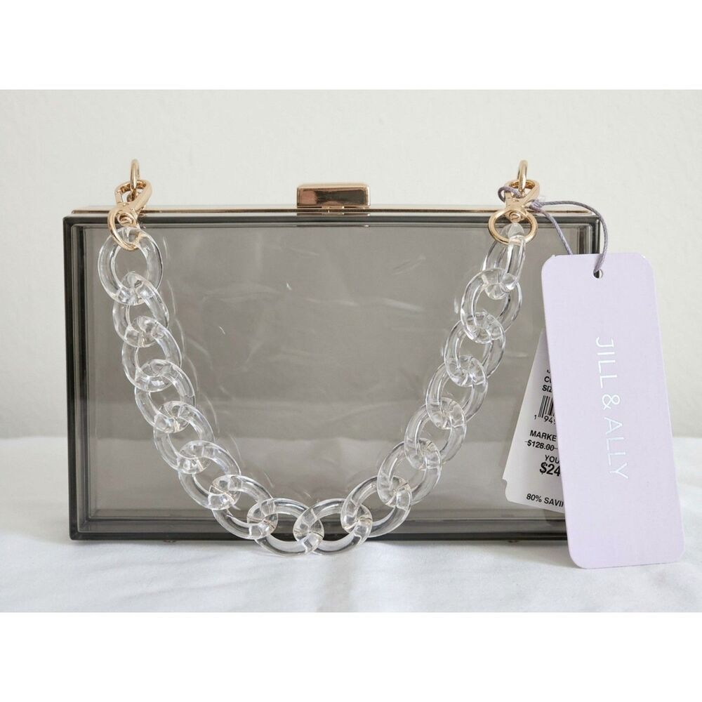 Jill & Ally Smoky grey translucent Acrylic Bag | Sz OS